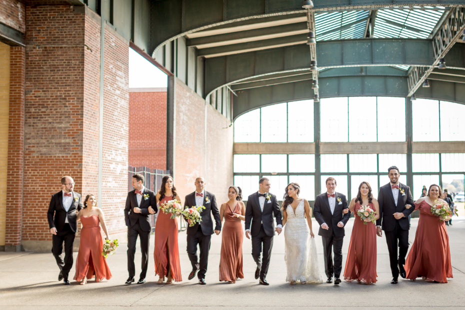 Unique wedding party photos in Jersey City train station