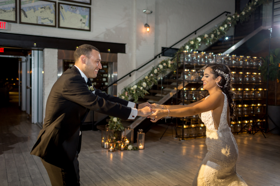 Bride and Groom Enter Wedding Reception venue in Battello and start dancing