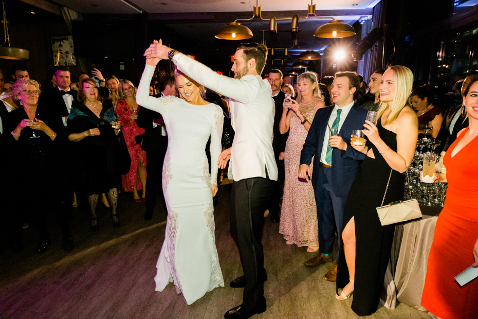 Bride and groom first dance photos at the Skylark